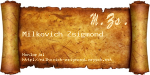 Milkovich Zsigmond névjegykártya
